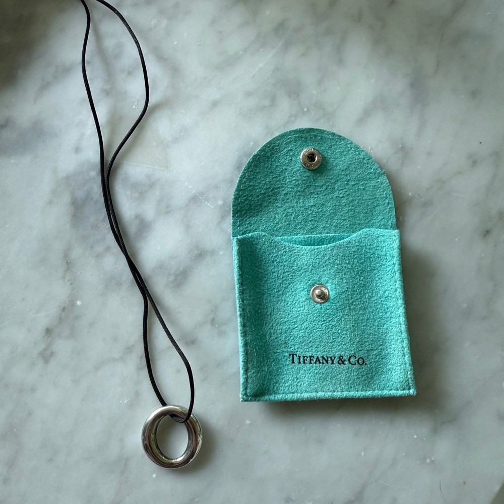 Tiffany & Co. Elsa Peretti Sevillana Silver Pendant with Aqua Tiffany Pouch